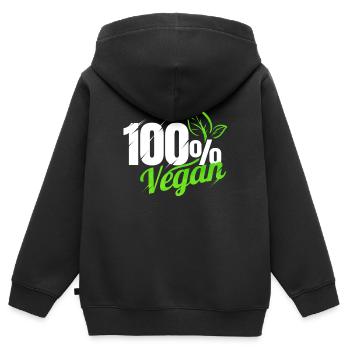 Vegetarian Logo For People Who Are 100 Per Cent - Kids Premium Organic Zip-up Hoodie - black - Back - AI Model Kid Male (0cm)