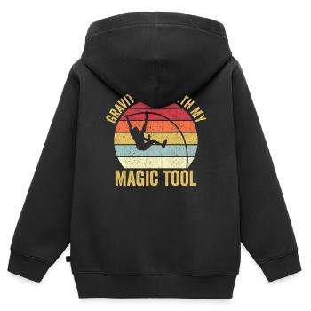 Lustiger Stabhochsprung Stabhochsprung Schwerkraft - Kinder Premium Organic Zip Hoodie - Schwarz - Hinten - AI Model Kid Male (0cm)