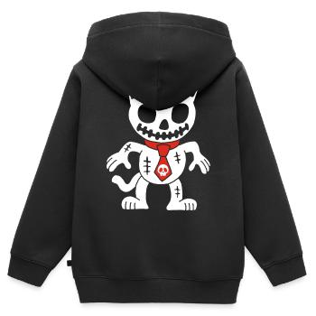 Weiße Katze Voodoo Puppe - Kinder Premium Organic Zip Hoodie - Schwarz - Hinten - AI Model Kid Male (0cm)