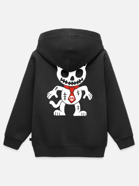 Weiße Katze Voodoo Puppe - Kinder Premium Organic Zip Hoodie - Schwarz