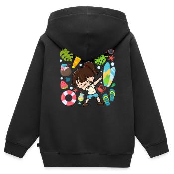 Dabbing Girl Beach Mode de vie Heure d’été Modéré - Sweat Premium à capuche zippé enfant bio - noir - Dos - AI Model Kid Male (0cm)