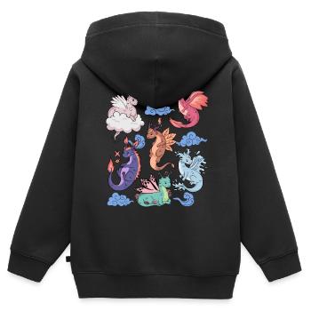 Flug Der Drachen Niedliche Elementare Mythische - Kinder Premium Organic Zip Hoodie - Schwarz - Hinten - AI Model Kid Male (0cm)