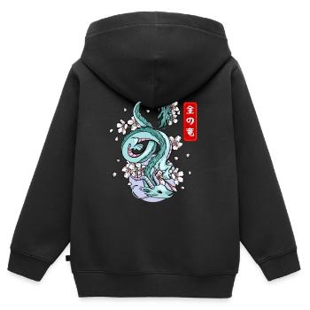 Japanischer Erddrache Elementarer Mythos - Kinder Premium Organic Zip Hoodie - Schwarz - Hinten - AI Model Kid Male (0cm)