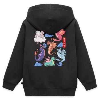 Flug Der Drachen Niedliche Elementare Mythische - Kinder Premium Organic Zip Hoodie - Schwarz - Hinten - AI Model Kid Male (0cm)