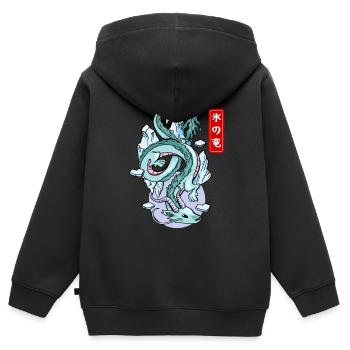 Mythe élémentaire du dragon de glace japonais - Sweat Premium à capuche zippé enfant bio - noir - Dos - AI Model Kid Male (0cm)