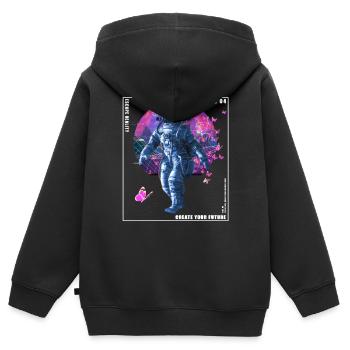 Vaporwave Glitch Retro Astronaut - Kinder Premium Organic Zip Hoodie - Schwarz - Hinten - AI Model Kid Male (0cm)