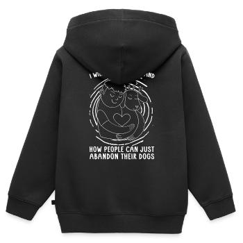 Animaux abandonnés Je ne serai jamais sans abri Amoureux des animaux - Sweat Premium à capuche zippé enfant bio - noir - Dos - AI Model Kid Male (0cm)
