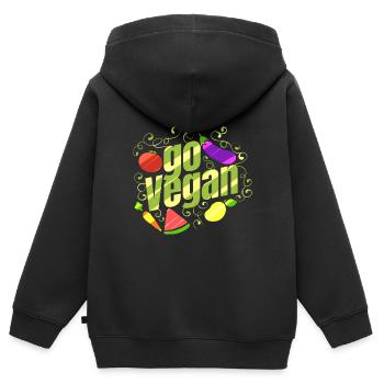 Watermelon, Eggplant, Carrot, Tomato And Pear - - Kinder Premium Organic Zip Hoodie - Schwarz - Hinten - AI Model Kid Male (0cm)