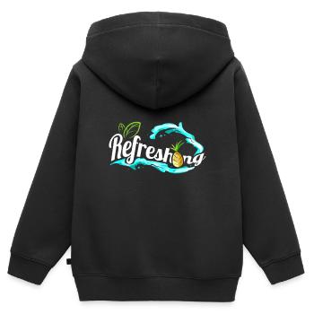 Leaves And Pineapple And Refreshing Waves - Go - Kinder Premium Organic Zip Hoodie - Schwarz - Hinten - AI Model Kid Male (0cm)