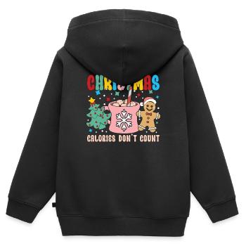 Régime faible en glucides Les calories de Noël ne sont pas faibles en glucides - Sweat Premium à capuche zippé enfant bio - noir - Dos - AI Model Kid Male (0cm)