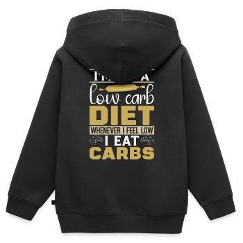Régime faible en glucides Je suis sur un mode de vie sain faible en glucides - Sweat Premium à capuche zippé enfant bio - noir - Dos - AI Model Kid Male (0cm)