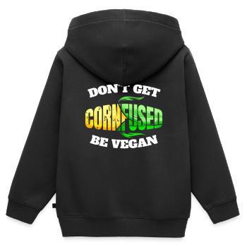 Ne vous faites pas fondre de maïs, soyez végétalien ou végétarien - allez-y - Sweat Premium à capuche zippé enfant bio - noir - Dos - AI Model Kid Male (0cm)