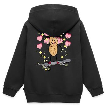 Hearty Peanut Peanut Skater for Kids Hearts - Kids Premium Organic Zip-up Hoodie - black - Back - AI Model Kid Male (0cm)