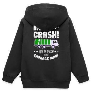 Bang Crash Viel Müll Ich Bin Der Garbage Man - Kinder Premium Organic Zip Hoodie - Schwarz - Hinten - AI Model Kid Male (0cm)