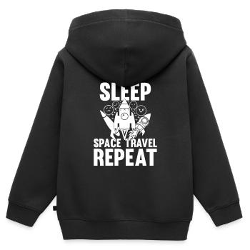 Eat Sleep Space Travel Repeat - Space Rocket Ship - Kids Premium Organic Zip-up Hoodie - black - Back - AI Model Kid Male (0cm)