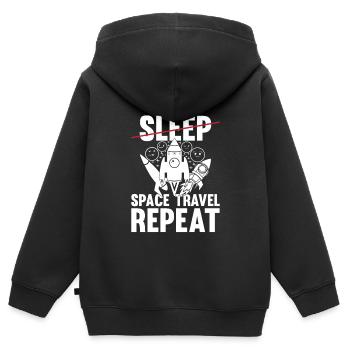 Space Rocket Ship Planets - Eat Sleep Space Travel - Kids Premium Organic Zip-up Hoodie - black - Back - AI Model Kid Male (0cm)