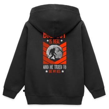 Big Foot Ist Echt Und Er Hat Versucht, Sasquatch - Kinder Premium Organic Zip Hoodie - Schwarz - Hinten - AI Model Kid Male (0cm)