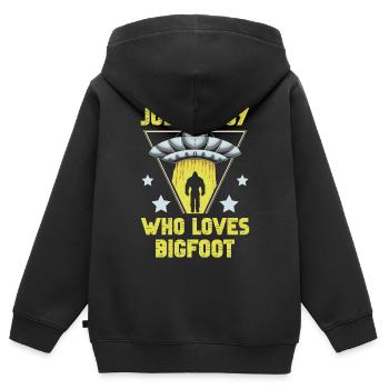 Nur Ein Junge, Der Big Foot Für Einen - Kinder Premium Organic Zip Hoodie - Schwarz - Hinten - AI Model Kid Male (0cm)