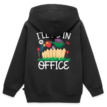Je serai dans mon bureau pour m’amuser - Sweat Premium à capuche zippé enfant bio - noir - Dos - AI Model Kid Male (0cm)