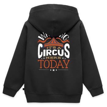 Fête d’enfants sur le thème du cirque - Sweat Premium à capuche zippé enfant bio - noir - Dos - AI Model Kid Male (0cm)