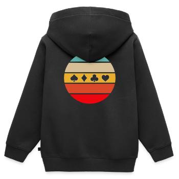 Poker Rétro - Sweat Premium à capuche zippé enfant bio - noir - Dos - AI Model Kid Male (0cm)