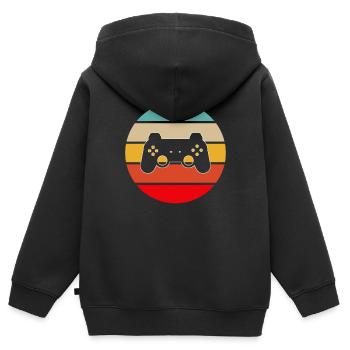 Gaming Retro - Kinder Premium Organic Zip Hoodie - Schwarz - Hinten - AI Model Kid Male (0cm)