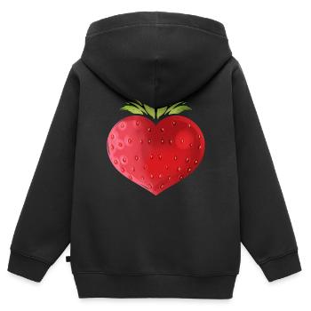 Strawberry In Heart Shape - Vegetarian - Go Vegan - Kinder Premium Organic Zip Hoodie - Schwarz - Hinten - AI Model Kid Male (0cm)