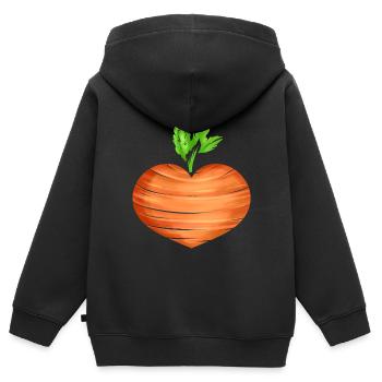 Carrot In Heart Shape - Vegetarian - Go Vegan - Kinder Premium Organic Zip Hoodie - Schwarz - Hinten - AI Model Kid Male (0cm)