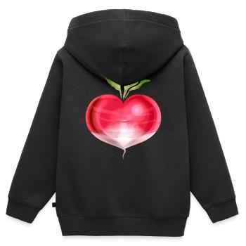 Radish In Heart Shape - Vegetarian - Go Vegan - Kinder Premium Organic Zip Hoodie - Schwarz - Hinten - AI Model Kid Male (0cm)