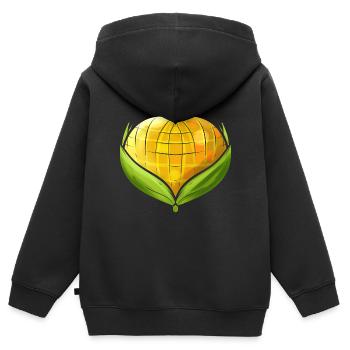 Corn On the Cob In Heart Shape - Végétarien - Go - Sweat Premium à capuche zippé enfant bio - noir - Dos - AI Model Kid Male (0cm)