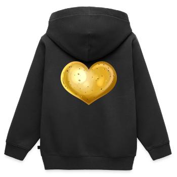 Potato In Heart Shape - Vegetarian - Go Vegan - Kinder Premium Organic Zip Hoodie - Schwarz - Hinten - AI Model Kid Male (0cm)
