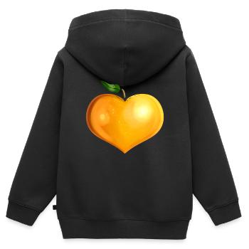 Orange In Heart Shape - Végétarien - Devenez végétalien - Sweat Premium à capuche zippé enfant bio - noir - Dos - AI Model Kid Male (0cm)