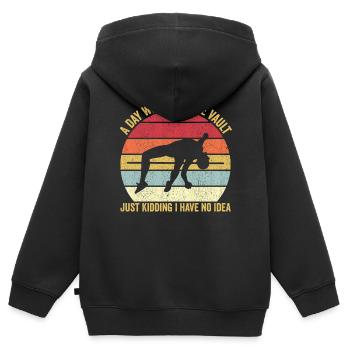 Saut à la perche amusant Saut à la perche - Sweat Premium à capuche zippé enfant bio - noir - Dos - AI Model Kid Male (0cm)