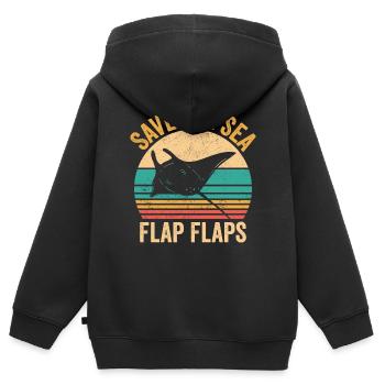 Funny Manta Rays Stingrays Save the Sea - Kids Premium Organic Zip-up Hoodie - black - Back - AI Model Kid Male (0cm)