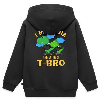 I'm going to Be A Big Brother Cool T-Rex Baby Reveal - Kids Premium Organic Zip-up Hoodie - black - Back - AI Model Kid Male (0cm)