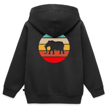 Elefant Retro - Kinder Premium Organic Zip Hoodie - Schwarz - Hinten - AI Model Kid Male (0cm)