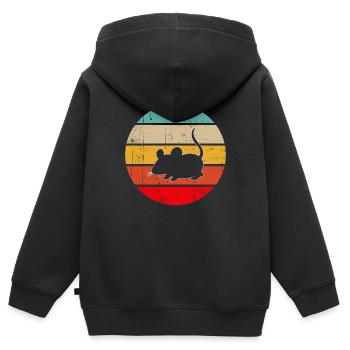Maus Retro - Kinder Premium Organic Zip Hoodie - Schwarz - Hinten - AI Model Kid Male (0cm)