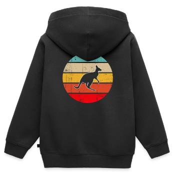 Känguru Retro - Kinder Premium Organic Zip Hoodie - Schwarz - Hinten - AI Model Kid Male (0cm)