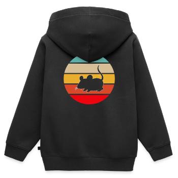 Maus Retro - Kinder Premium Organic Zip Hoodie - Schwarz - Hinten - AI Model Kid Male (0cm)