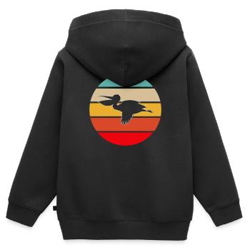Pelikan Rétro - Sweat Premium à capuche zippé enfant bio - noir - Dos - AI Model Kid Male (0cm)