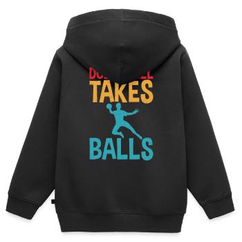 Dodgeball Takes Balls Distress Text Mit Dodgeball - Kinder Premium Organic Zip Hoodie - Schwarz - Hinten - AI Model Kid Male (0cm)