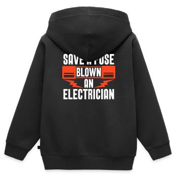 Electronics Repair Save A Fuse Tools Electrician - Kids Premium Organic Zip-up Hoodie - black - Back - AI Model Kid Male (0cm)