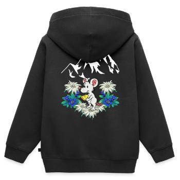 Austria Alps Cheese Enjoyment Swiss Mouse Rodent Child - Kids Premium Organic Zip-up Hoodie - black - Back - AI Model Kid Male (0cm)