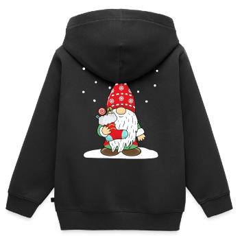 Weihnachts Gnom Zwerg Wichtel - Kinder Premium Organic Zip Hoodie - Schwarz - Hinten - AI Model Kid Male (0cm)