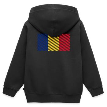 Drapeau de la Roumanie - Sweat Premium à capuche zippé enfant bio - noir - Dos - AI Model Kid Male (0cm)