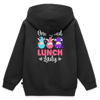 One Loved Lunch Lady Cafeteria Valentinstag - Kinder Premium Organic Zip Hoodie - Schwarz - Hinten - AI Model Kid Male (0cm)