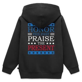 Honor the Past Praise the Present - Kids Premium Organic Zip-up Hoodie - black - Back - AI Model Kid Male (0cm)