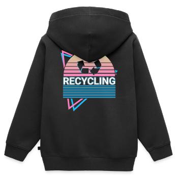 Recycling Recyceln Retro - Kinder Premium Organic Zip Hoodie - Schwarz - Hinten - AI Model Kid Male (0cm)