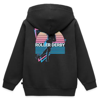 Roller Derby Rétro - Sweat Premium à capuche zippé enfant bio - noir - Dos - AI Model Kid Male (0cm)