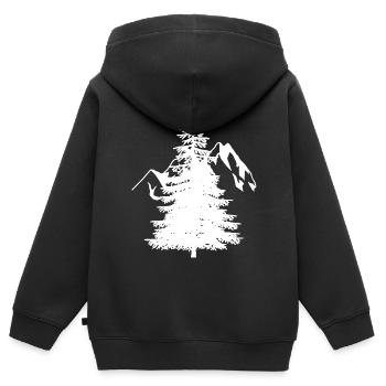 Sapin Épicéa Conifères Montagnes naturelles Alpes de montagne - Sweat Premium à capuche zippé enfant bio - noir - Dos - AI Model Kid Male (0cm)